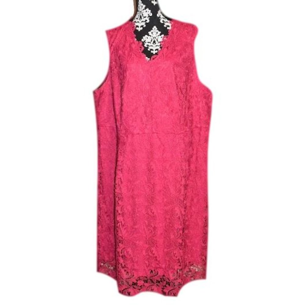 Beautiful Jessica London pink lace sheath sleeveless dress women's plus 28W